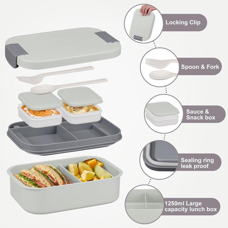 HWONMTE Large Bento Lunch Box Set for Adults Kids Women with 10.5oz Soup Thermo,Coffee Tumblers Men Girls Boys Teenagers Leak-Proof Lunch Food Containers with Lunch Bag - Image 2